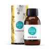 A bottle of Viridian Organic Evening Primrose Oil with its packaging box, both featuring a floral design and organic certification logo.