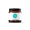 Amber glass bottle of arnica balm with viridian logo and white wbackground