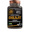 A bottle of The Good Guru's Gold Shilajit Extract Powder with Organic Ashwagandha KSM66, indicating 600 mg per capsule and 90 capsules.