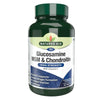 A bottle of Natures Aid Glucosamine MSM & Chondroitin high strength with vitamin C. The label states 90 tablets and indicates that it supports normal joint function.