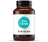 Bottle of viridian zinc citrate capsules on a white background